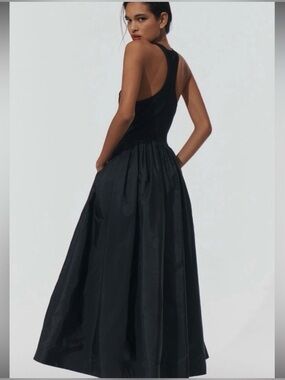 Maeve Black Sleeveless Taffeta Maxi Dress